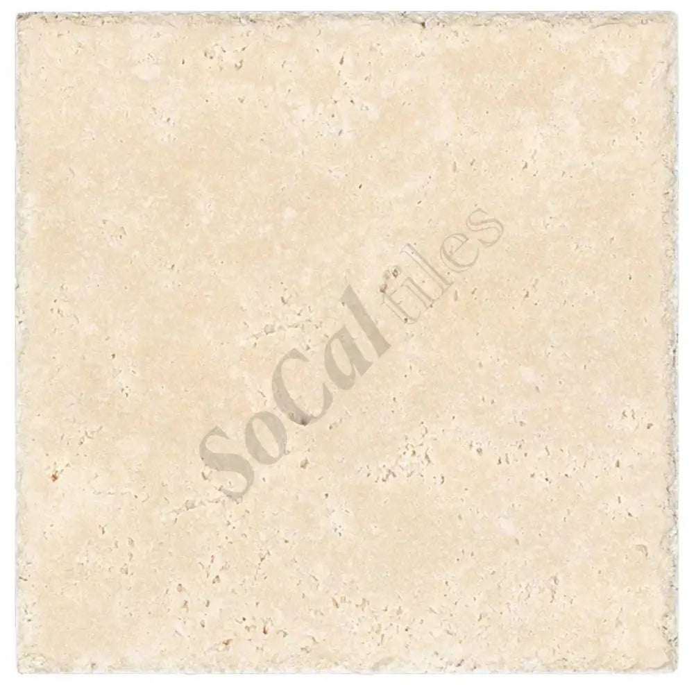 Ivory (Light) Travertine 16’’ X 16’’ Tile - (Cross-cut) Brushed & Chiseled - Unfilled / 1 Sheet Wall Tile