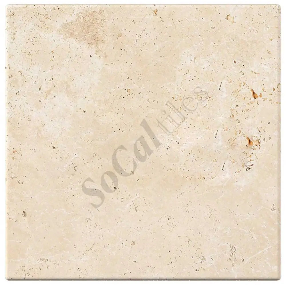 Ivory (Light) Travertine 16’’ X 16’’ Tile - (Cross-cut) Tumbled / 1 Sheet Wall Tile
