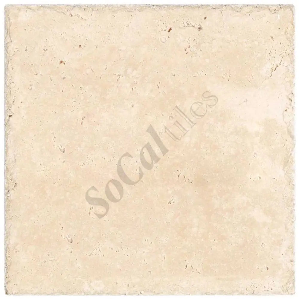 Ivory (Light) Travertine 18’’ X 18’’ Tile - (Cross-cut) Brushed & Chiseled - Unfilled / 1 Sheet Wall Tile