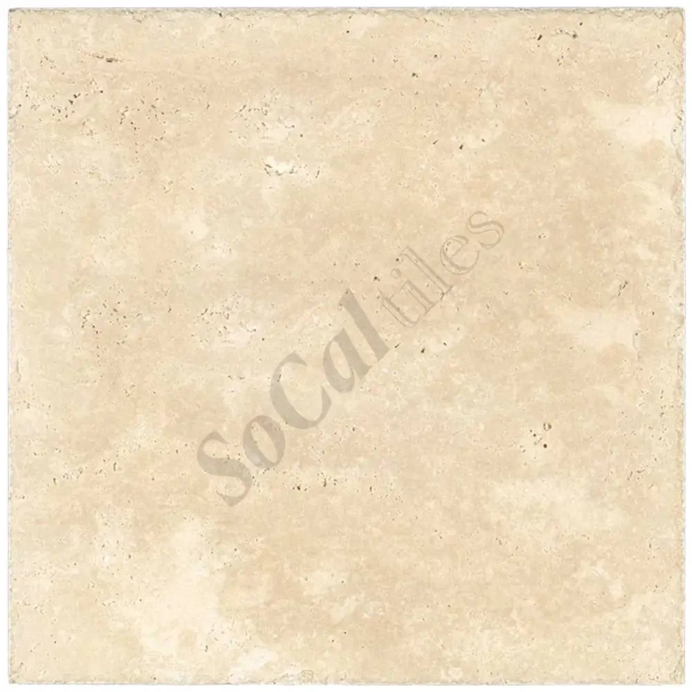 Ivory (Light) Travertine 24’’ X 24’’ Tile - (Cross-cut) Brushed & Chiseled - Unfilled / 1 Sheet Wall Tile