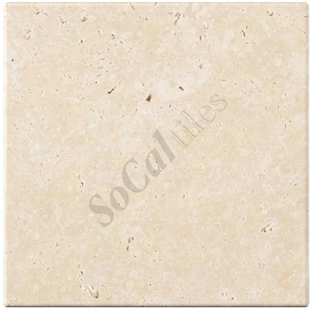 Ivory (Light) Travertine 4’’ X 4’’ Tile - (Cross-cut) Tumbled / 1 sq. ft. Wall Tile