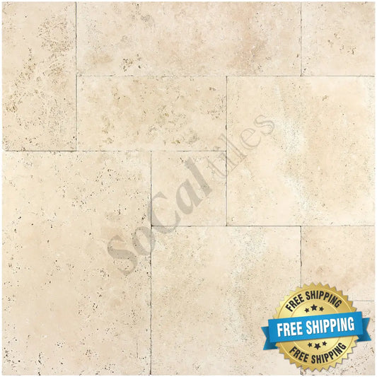 Ivory (Light) Travertine Versailles Pattern Tile Wall Tile