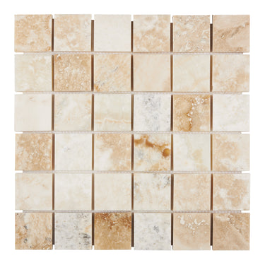 Latravonya Travertine 2’’ X 2’’ Mosaic Filled & Honed Wall Tile