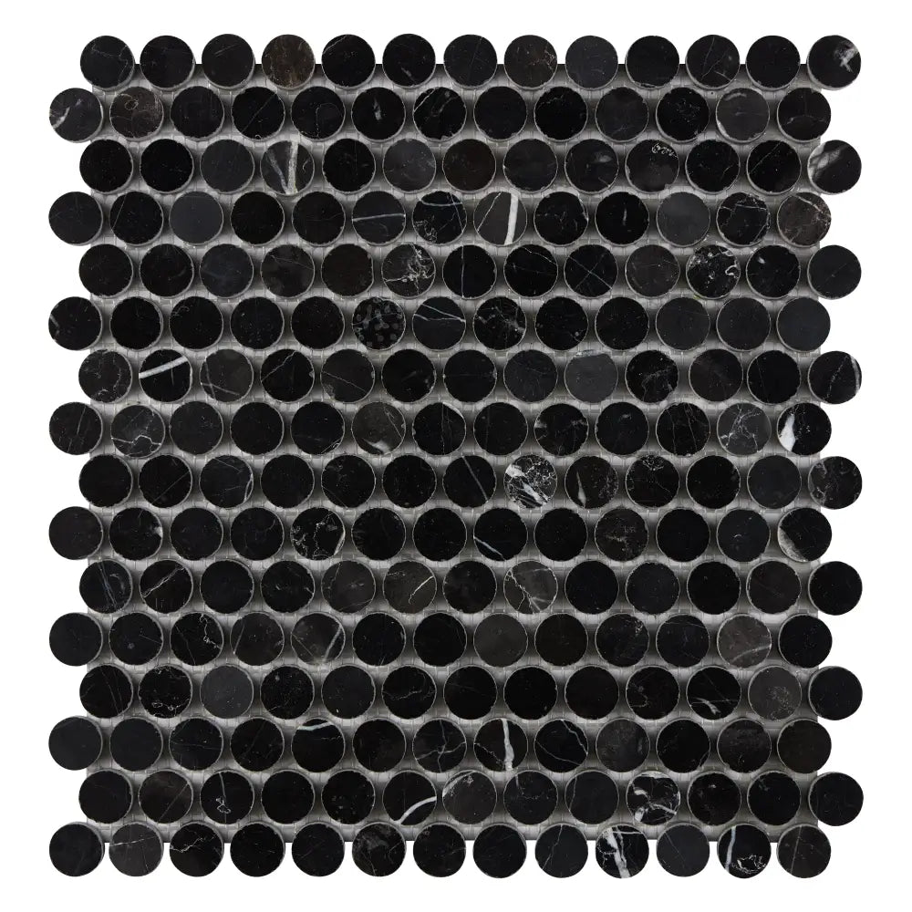 Nero Marquina Marble Penny-Round Mosaic Polished/Honed Backsplash Tile
