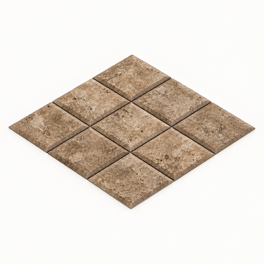 Noce Travertine 3x6 deep-beveled diamond mosaic - illustrative image