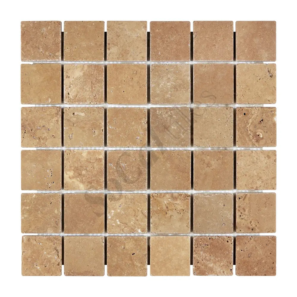 Noce Travertine 2’’ X 2’’ Mosaic Tumbled/Filled & Honed/CNC-Arched Wall Tile