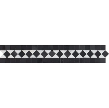 Bianco Carrara White Marble 2 X 12 BIAS Border with Black Accent & Trim Tile