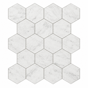 Oriental White Marble Mosaic - 1in Hexagon