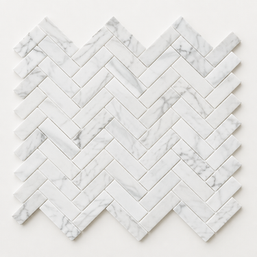 Oriental White Marble Mosaic - 1x4 Herringbone