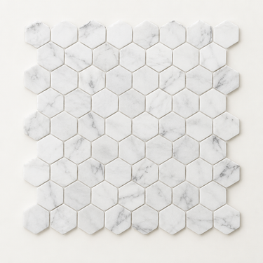 Oriental White Marble Mosaic - 2in Hexagon