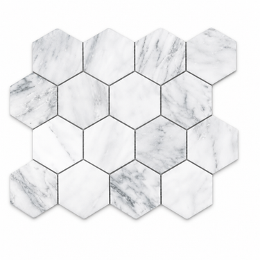 Oriental White Marble Mosaic - 3in Hexagon