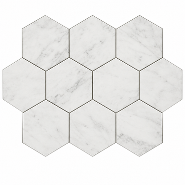 Oriental White Marble Mosaic - 5in Hexagon