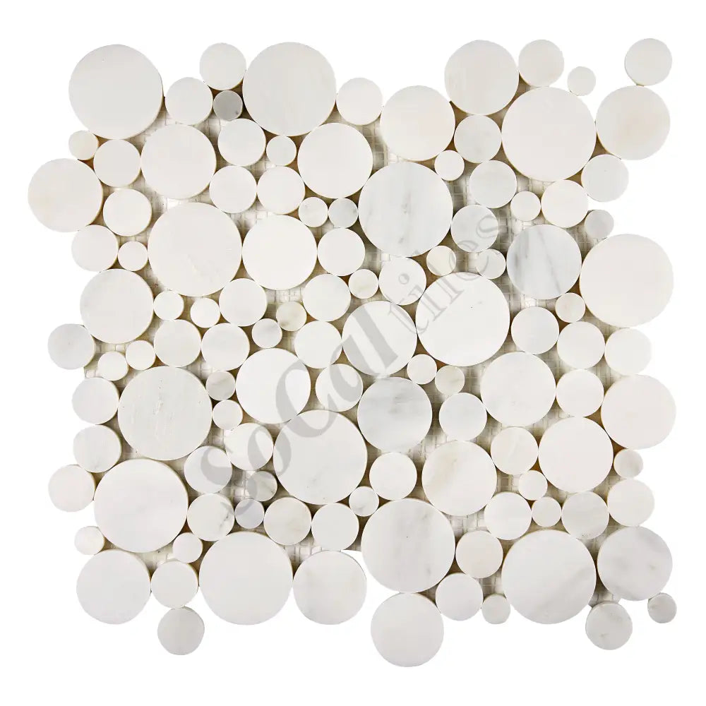 Oriental White (Asian Statuary) Marble Bubbles Mosaic Polished/Honed Wall Tile