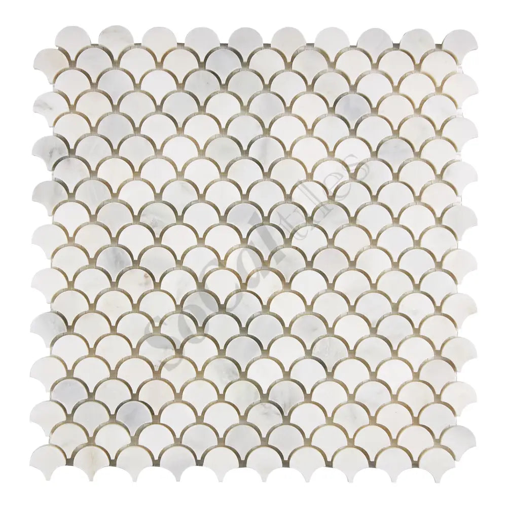 Oriental White (Asian Statuary) Marble FAN (Raindrop) Mosaic Polished/Honed Wall Tile