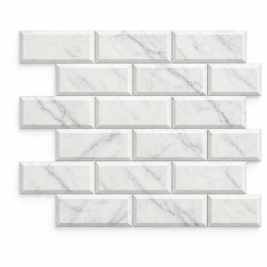Oriental White Marble Mosaic - 2x4 Deep-Beveled Brick