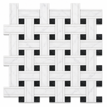 Oriental White Marble Mosaic - Octave with Black Dots