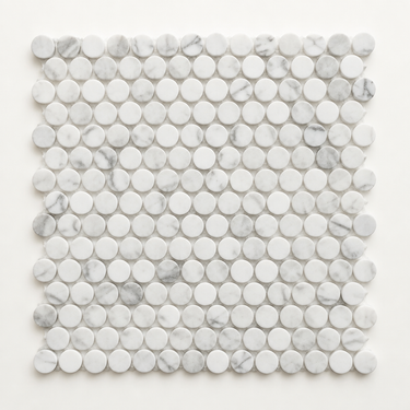 Oriental White Marble Mosaic - Penny-Round