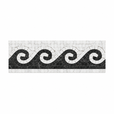 Oriental White Marble Wave border with black dots