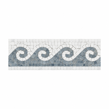 Oriental White Marble Wave border with blue-gray dots