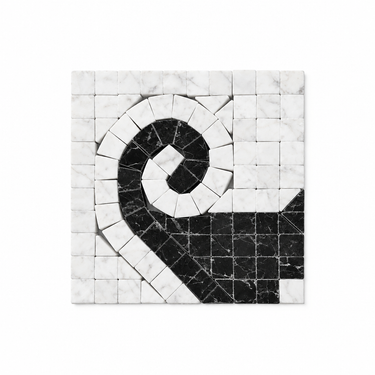Oriental White Marble Wave corner with black dots