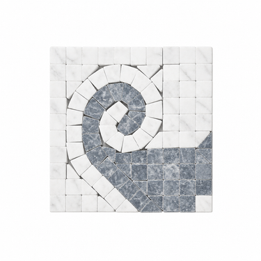 Oriental White Marble Wave corner with blue-gray dots