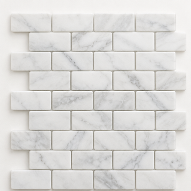 Oriental White Marble Mosaic - 2x4 Round-Faced Brick