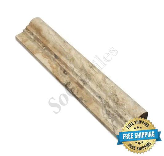 Philadelphia Travertine 2-1/2’’ X 12’’ Double-Step Chair Rail Trim Honed Double-Step Chair Rail