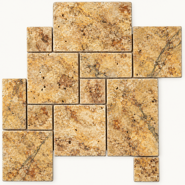 Scabos Travertine OPUS mini-pattern mosaic - illustrative image