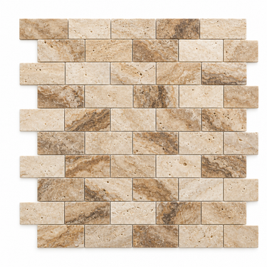 Scabos Travertine Mosaic - 1x2 Brick