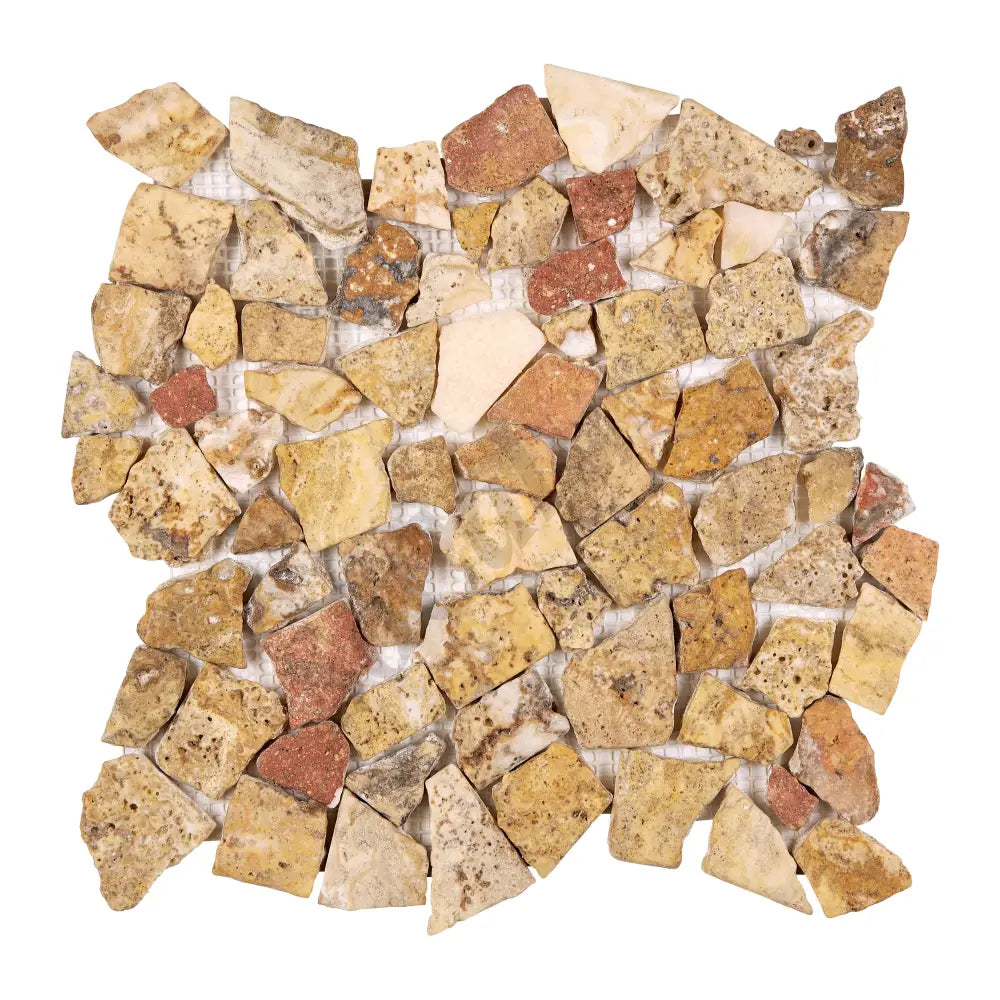 Scabos Travertine Flat Pebble Random Broken Mosaic Tumbled Wall Tile