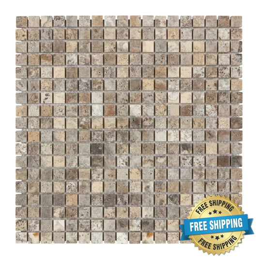 Silver Pewter Blend Travertine 5/8’’ X 5/8’’ Mosaic Tumbled Wall Tile