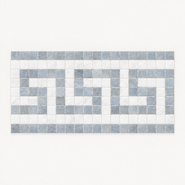 Thassos White Marble Border - Greek Key with Blue-Gray Dots - 2
