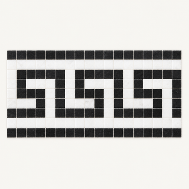 Thassos White Marble Border - Greek Key with Black Dots - 2
