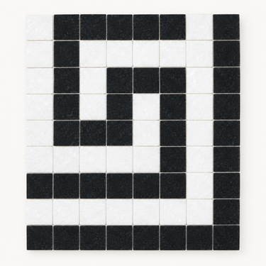 Thassos White Marble Border - Greek Key Corner with Black Dots - 2