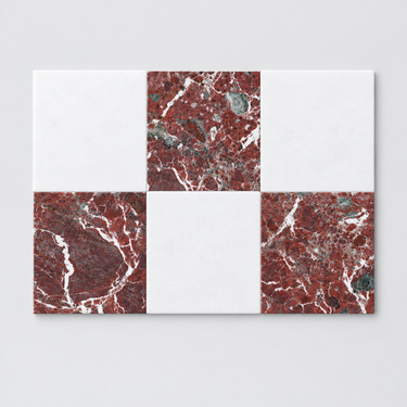 Thassos White and Rosso Levanto six-tile hero