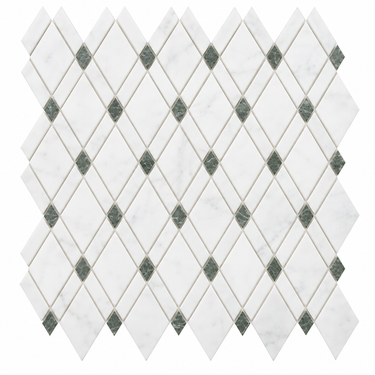 Thassos White Marble Mosaic - Lattice with Thassos + Ming-Green