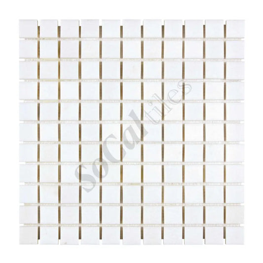 Thassos White Marble 1’’ X 1’’ Mosaic Polished/Honed Backsplash Tile