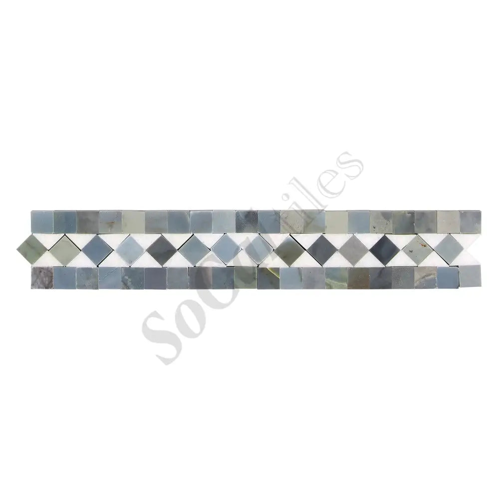 Thassos White Marble 2’’ X 12’’ BIAS Border (w/ Blue-Gray) Polished/Honed Accent & Trim Tile