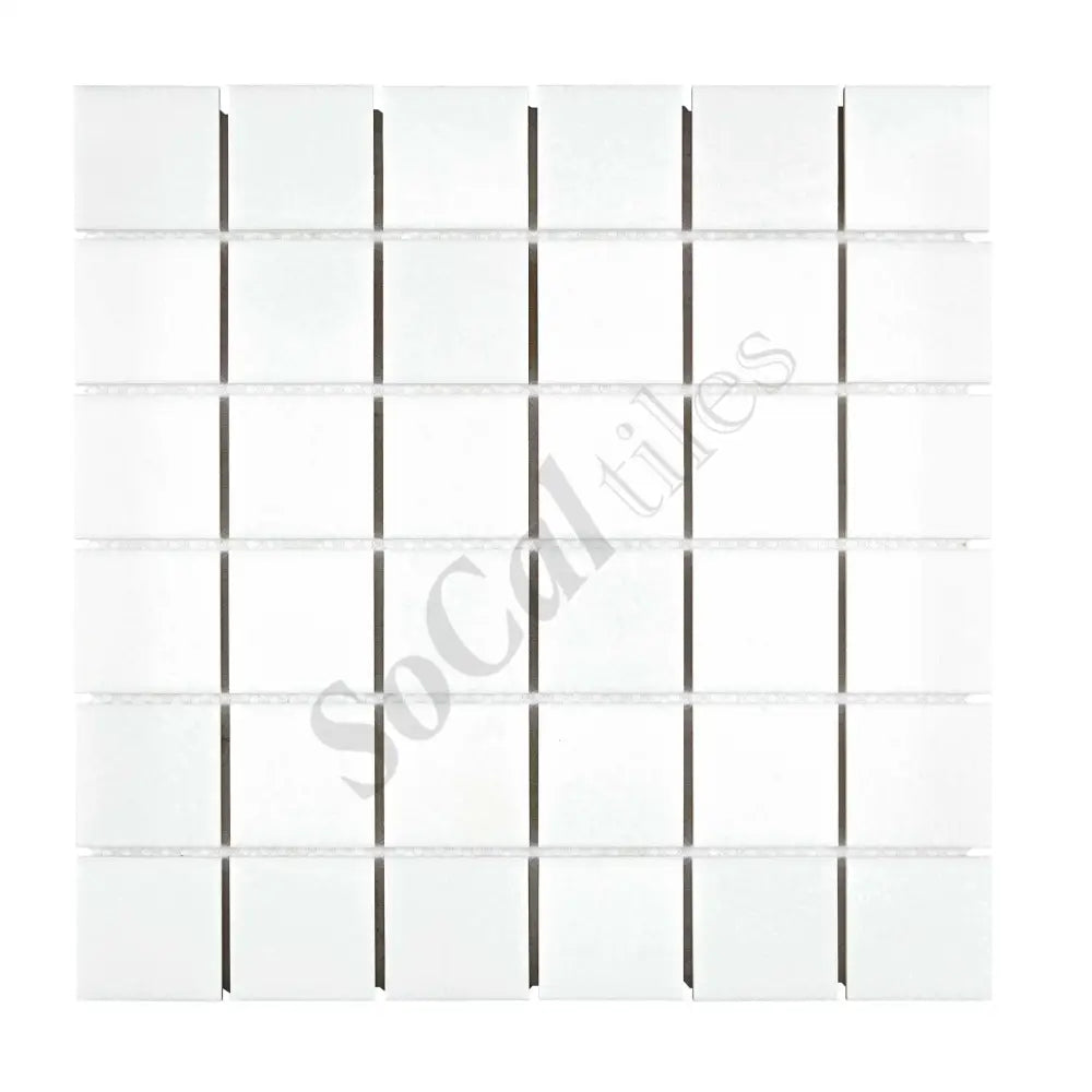 Thassos White Marble 2’’ X 2’’ Mosaic Polished/Honed Backsplash Tile