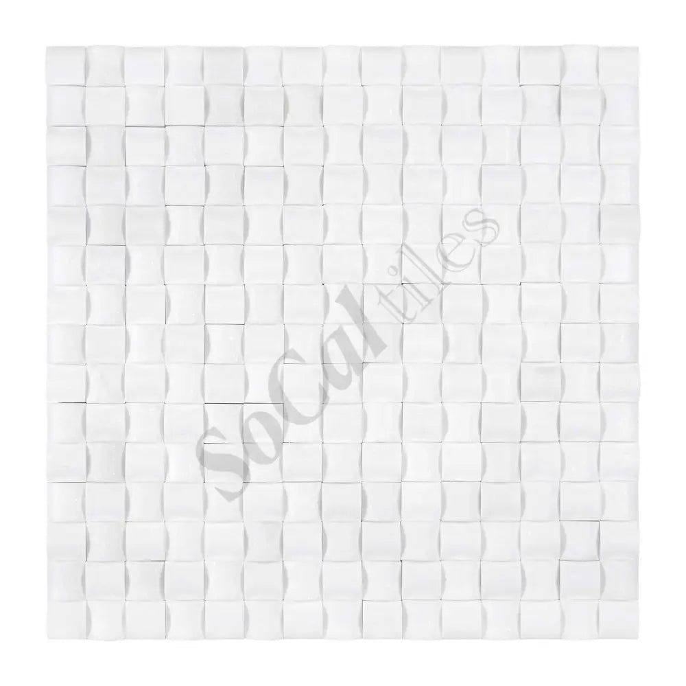 Thassos White Marble 3-D Small-Bread Mosaic Polished/Honed Backsplash Tile