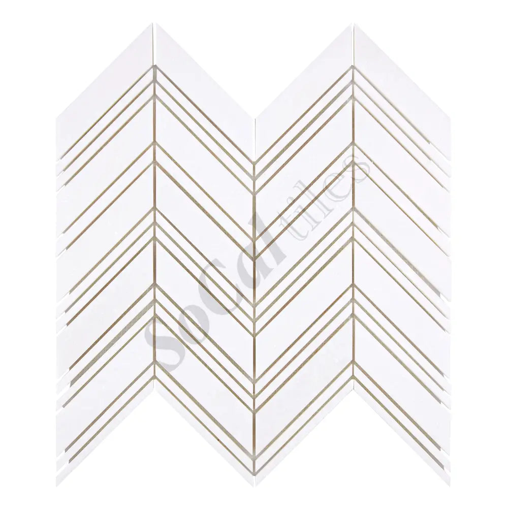 Thassos White Marble Chevron Mosaic Polished/Honed Backsplash Tile