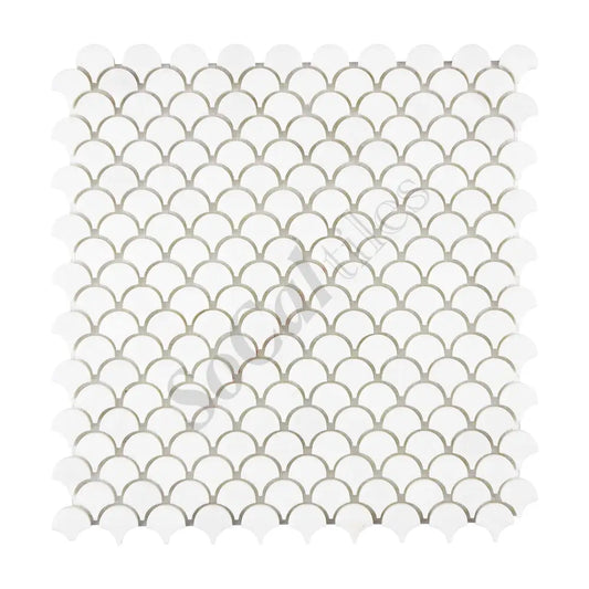 Thassos White Marble FAN (Raindrop) Mosaic Polished/Honed Backsplash Tile