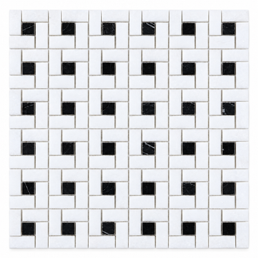 Thassos White Pinwheel with Black Dots hero render