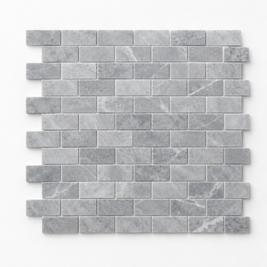 Tundra Gray marble 1x2 brick mosaic