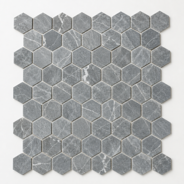 Tundra Gray Marble Mosaic - 2in Hexagon