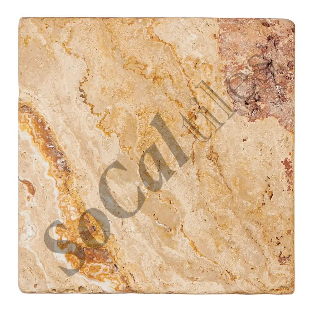 Valencia Travertine 4’’ X 4’’ Tile Tumbled Wall Tile