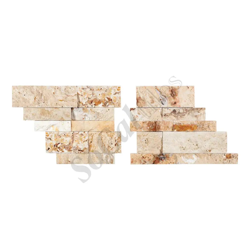 Valencia Travertine 6’’ X 24’’ Ledger Panel Split-Faced Wall Tile