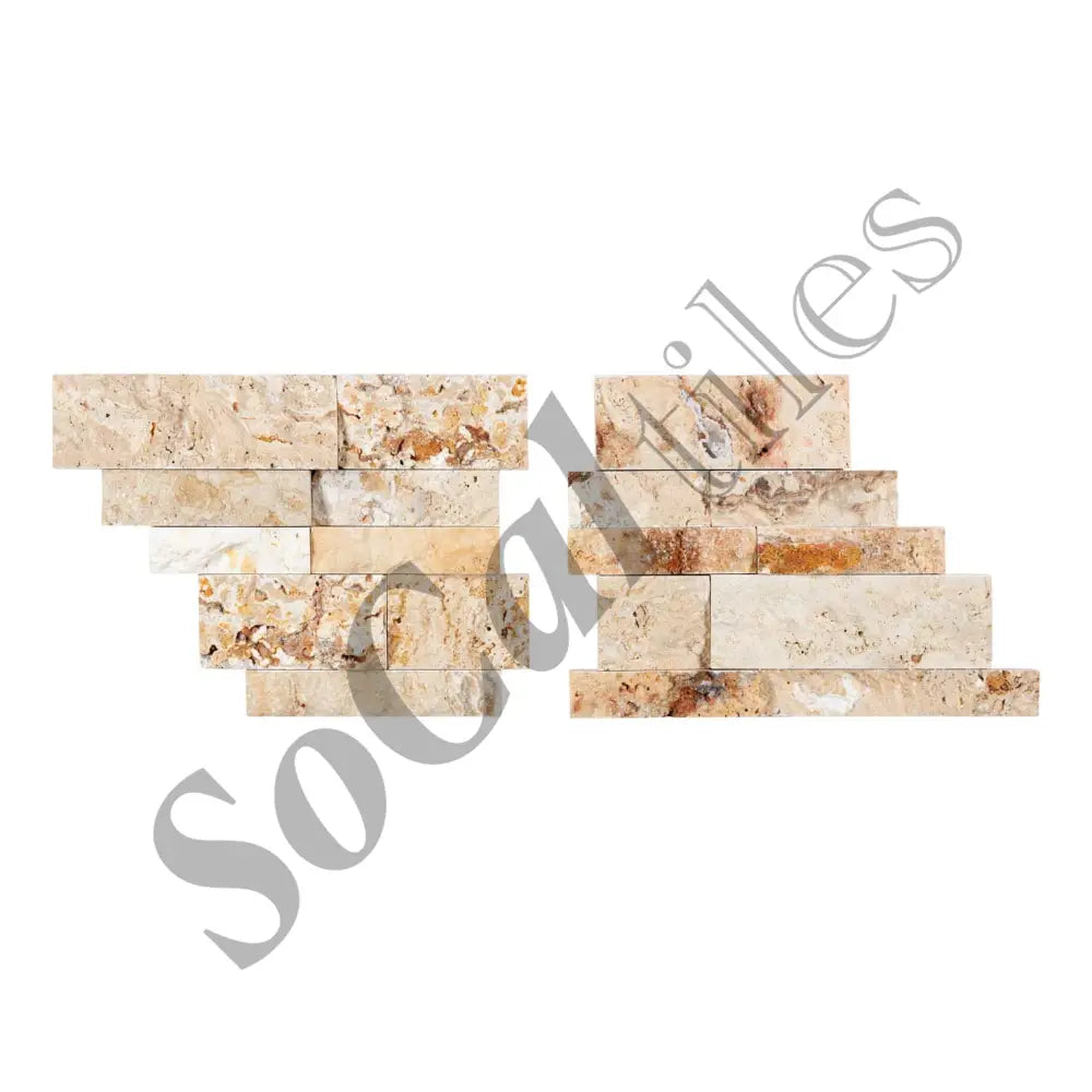 Valencia Travertine 6’’ X 24’’ Ledger Panel Split-Faced Wall Tile
