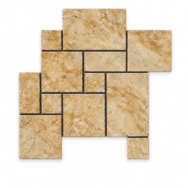 Valencia Travertine OPUS Mini-Pattern on white