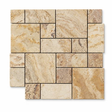 Valencia Travertine Versailles pattern sample on white